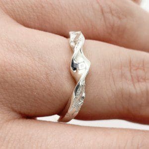 Twist Ring with Outside Granite Texture, Thick
