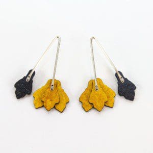 Yellow and Black Branch Earrings