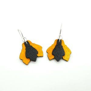Small Yellow and Black Fan Earrings