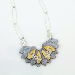 Medium Yellow and Grey Fan Necklace