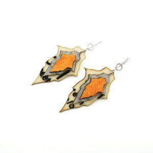 Grey, Yellow and Letter Leaf Earrings