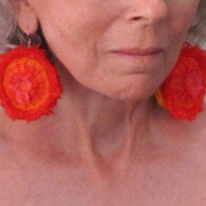 Red Hots / Embroidered Earrings