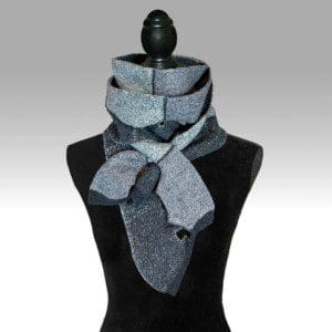 Double Swiss Scarf: Black with White and Silver