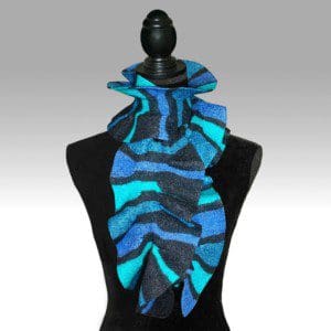 Royal Striped Scarf: Black with Multi Blues