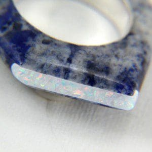 Dumortierite Ring with Opal Channel Inlay
