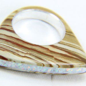 Owyee Picture Jasper Ring with Opal Channel Inlay