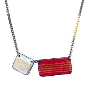 Red Multi-Layered Doodle Tablet Necklace