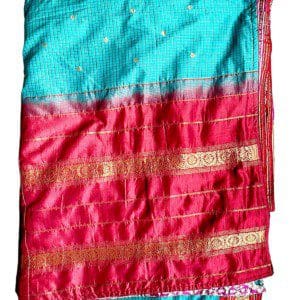 Vintage Sari Throw in Red and Teal