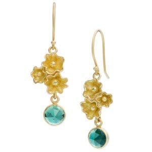 Tourmaline Sea Flower Earrings in 18K Gold