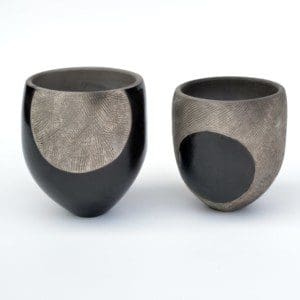 Pair of Smoke Fired Moon Vessels