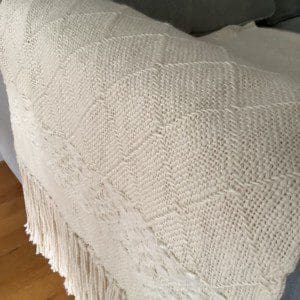 Ivory Couch/Bed Throw with Detailed Texture