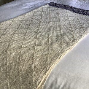 Cotton and Silk Blanket/Couch Throw woven of elegant diamonds with a striking violet double diamond