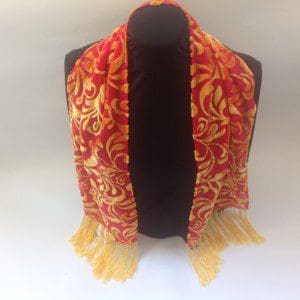 Red and Gold Devore Scarf