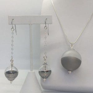Platinum Necklace + Earring Set