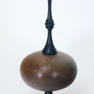 Suspended Hollow Form turned from Claro Walnut and Blackwood