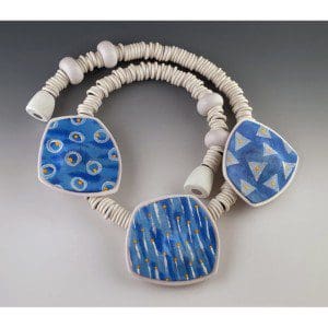 Hidden Rock Three Tile Necklace in Blue with White and Yellow