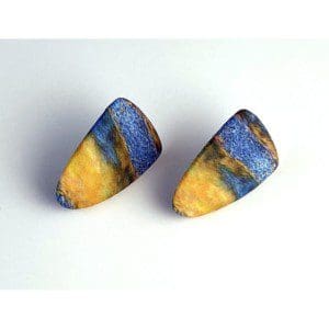 Shield Post Earrings in Rich Blues and Yellows