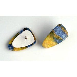 Shield Post Earrings in Rich Blues and Yellows