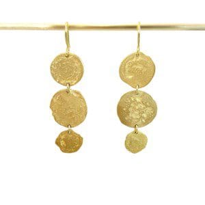 Flattened Gold Disc Earrings
