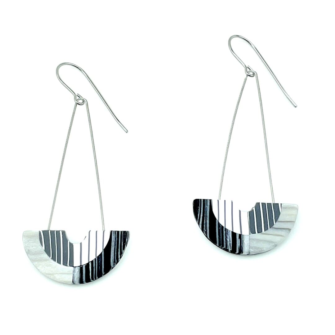 Small Black and White Swing Earrings