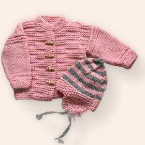 McDuff Wool Jacket and Hat Size 2 Toddler Pink w/Grey