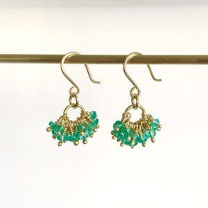 Beaded Emerald Drop Earrings