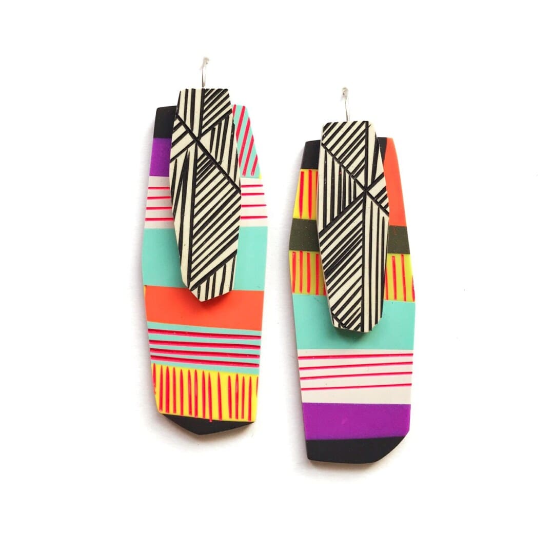 Diana Statement Earrings in Multicolor Carved Pattern
