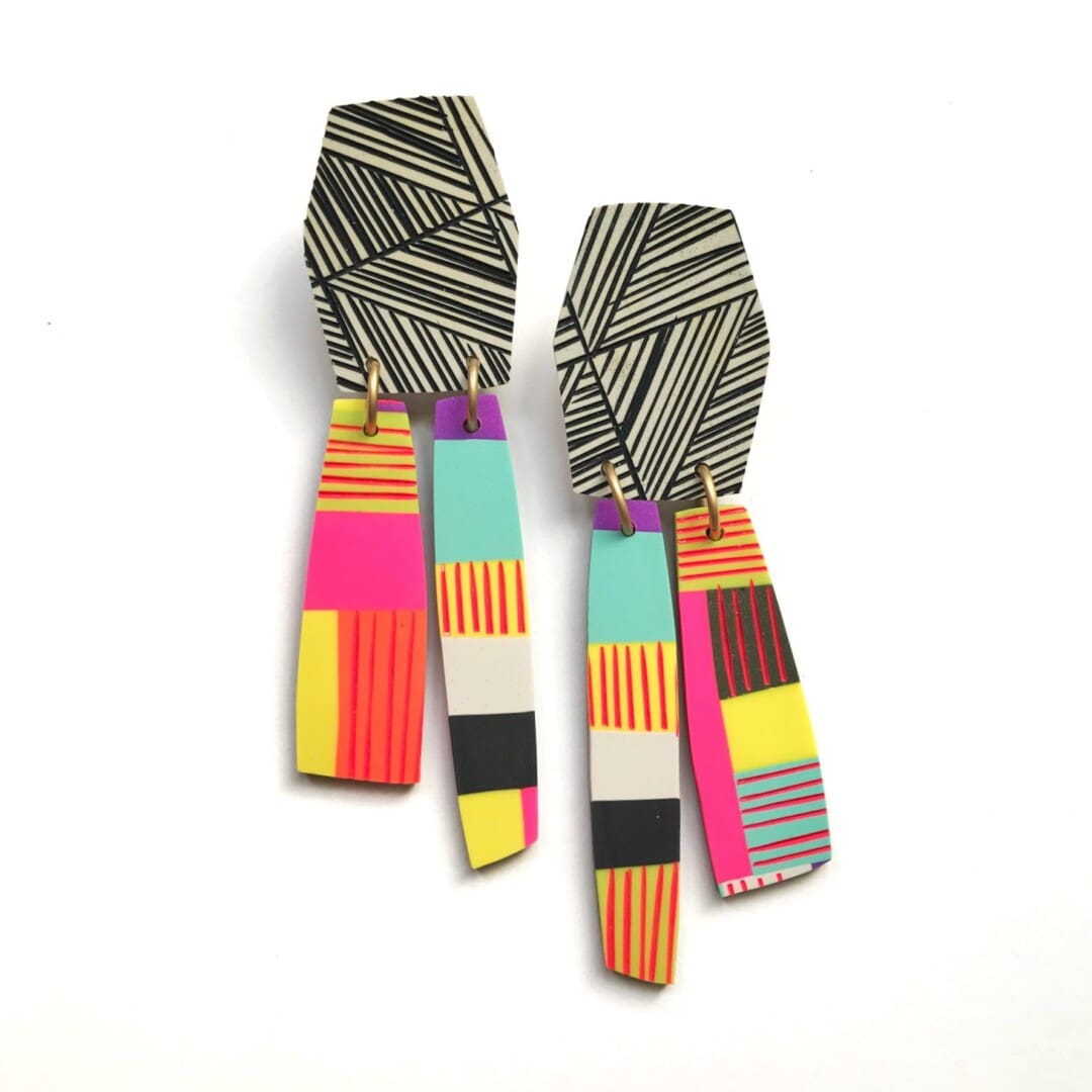 Heidi Statement Earrings in Multicolor Carved Pattern