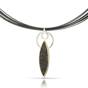 Gaia Pendant - Silver, Gold and Black Drusy