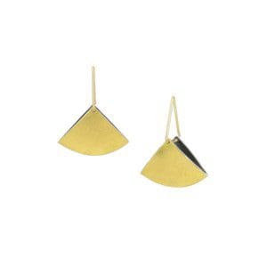 Gold Fan Earrings - Oxidized or Bright Silver Bimetal