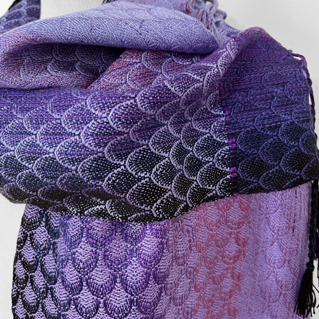 Purple/Rose Scallop silk scarf