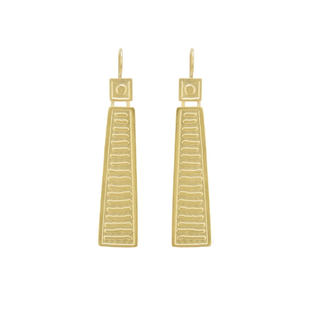 Gold Glyph Chandelier Drop Earrings