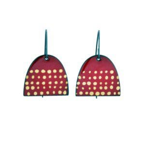 Red Multi-Layered Doodle Dangle Earrings