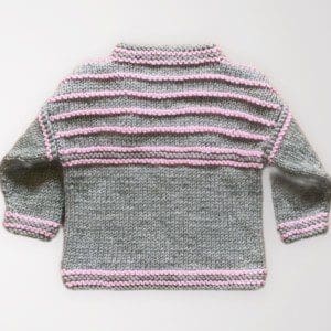 Mousehole Jumper Size 24 Months Grey with Pink