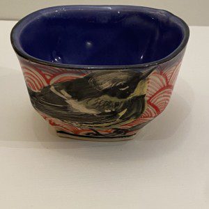 Magnolia Warbler with Red Clouds Small Bowl